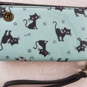 Cat print wallet with cellphone pocket